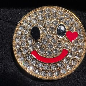 Gold and Red Smiley Face Brooch